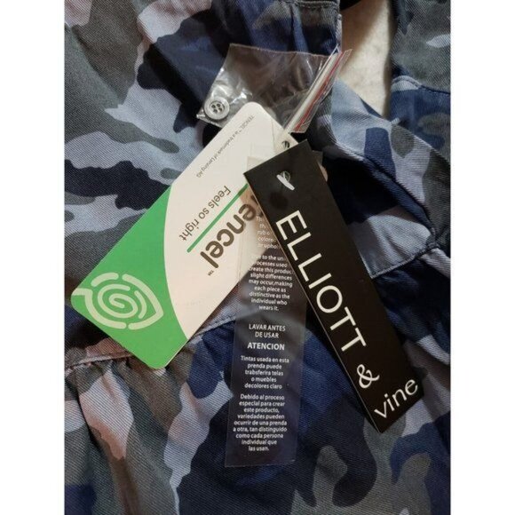 Elliott & Vine Womens Blue Camouflage Tiered dress with pockets Size 2X New - Picture 6 of 16